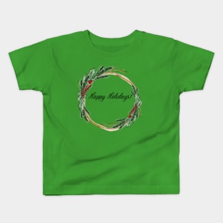 Happy Holidays Wreath Kids T-Shirt